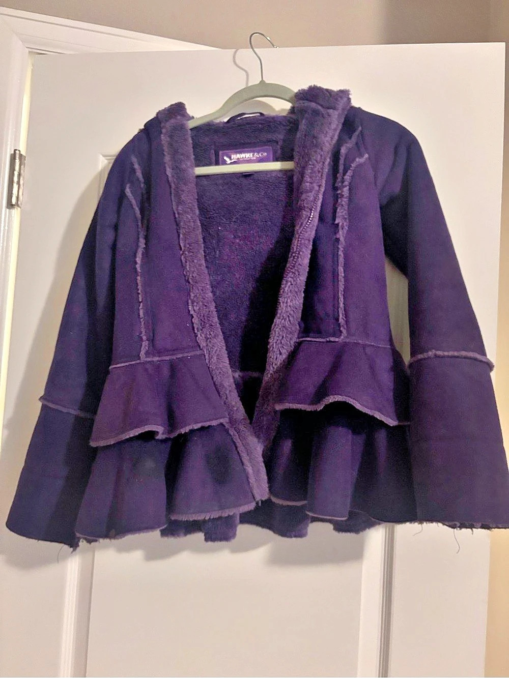 Hawke&Co Purple Suede Ruffle Jacket Size Medium
